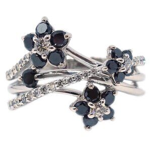 Ring K18WG Diamond Black Diamond Silver #51 #11